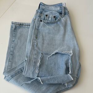 One Teaspoon Distressed Straight Leg Jeans